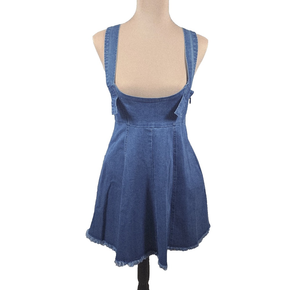 BCBGeneration Pinafore Mini Dress Sz 4 Blue Denim Y2K 90s Grunge Cottagecore